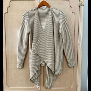 Merona Tan & White Striped Cardigan, Large.